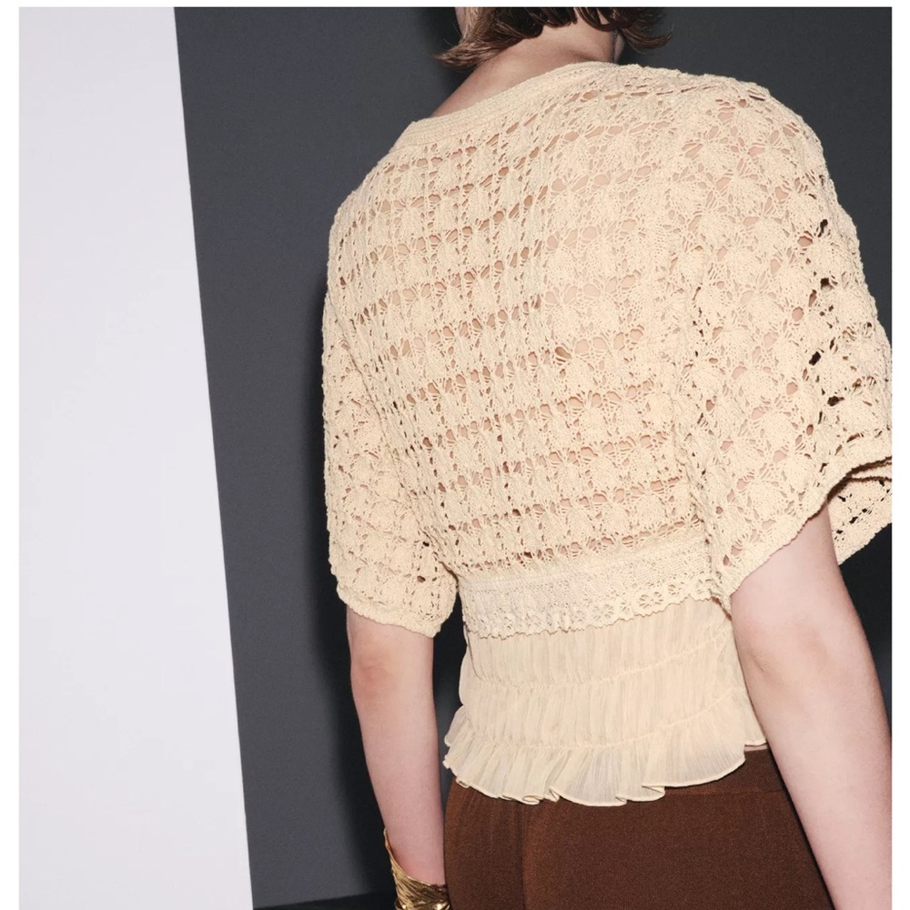 Zara NWT crochet tie front knit cardigan - Picture 9 of 12